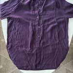 Calypso St. Barth  100% Silk Long Sleeve Button Down Pocket Blouse Dark Purple M Photo 3