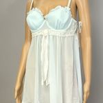 Linea Donatella New Chemise Size Medium Aqua Blue Chiffon Ruffle Lace Nighty NWD Photo 0