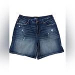 Maurice's EDGELY High Rise Rolled Hem 5 inch Denim Shorts ; Distressed; size 14 Photo 1