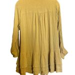 Soft Surroundings Tunic Top Womens Medium Yellow Button Gauze Flutter Hem Blouse Photo 5