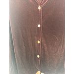 Boston Proper Women’s Blouse Large Burgundy Velvet Button Up Vintage Style Photo 6