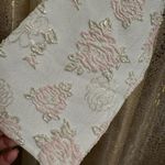 Forever 21 White Metallic Pink Puff Sleeve Regency Floral Jacquard Top M NWT Photo 2