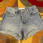 Aritzia Denim Forum The Yoko Short Frayed Denim Jean Shorts Size 24 Waist Photo 0