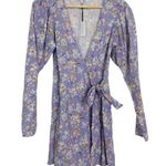 We Wore What  Blanca Dress Wrap Mini Floral Purple Dry Flowers Pastel Photo 1