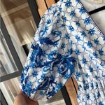 Anthropologie Block print Maxi dress vneck puff sleeve bump friendly tie front farmers market Photo 8