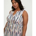 Torrid Torri Plus Size 2X Shirt Dress Waist Defined Lightweight Painterly Stripe Print Photo 2