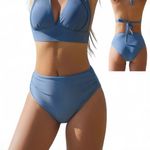 Cupshe Sapphire Blue High-Waisted Bikini Bottoms Womens Swimsuit Bottom Size XL Photo 1