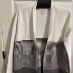 Elle  White Gray Striped Open Cardigan Sweater Plus XXL Photo 1