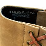 Etienne Aigner Saddle Leather Ankle Zip Boots Square Toe Women 8.5 Beige Brown Photo 10