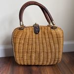 VTG Lesco Lona Wicker and Leather Handbag *Damaged* Tan Photo 1