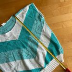 Vintage Centennial Knits Chevron Cap Sleeve 80s Sweater, Teal, White, Size L Blue Size L Photo 10