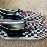 Vans Women’s Size 7 Black and White Checkered Floral Slip On Photo 4