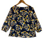 CAbi Lydia Floral Print 3/4 Sleeve Blouse Top Navy Blue Women's Small 3426 Photo 1
