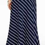 Talbots NWT Navy Blue White Striped Stretch Jersey Maxi Skirt Size 1XP Petite Photo 1