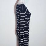 J.Crew  Black Stripe Ribbed Knit Sweater Bodycon Midi Dress Size Medium Photo 5