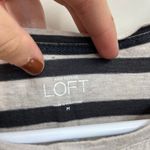 Ann Taylor  LOFT women's beige gray striped long‎ sleeve casual cotton shirt M Photo 2