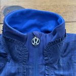 Lululemon Woman’s  Blue Run Jacket | Ruffle Zip Front | Plaid Paneling | Size 6 Photo 11