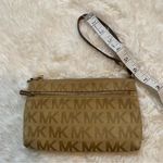 Michael Michael Kors Signature Monogram Wristlet Wallet Purse Tan Photo 10