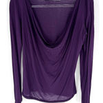 Michael Stars  Draped Front Lightweight Long Sleeve Top Purple One Size Photo 0