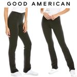 Good American  Heavy Rib Slim Strght Pant black Elasticized Waist Zippered Cuff Photo 1