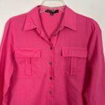 Chaus Sport Womens Shirt Small Linen Cotton Bold Beachy Lagenlook Coastal Dressy Pink Photo 2