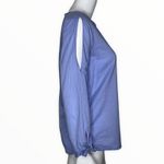 J. Crew Shirt Womens‎ XS Blue Bow Sleeve Peek A Boo Blouse Preppy Office Casual Photo 1