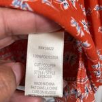 Max Studio  Pleated Red Orange Floral Flowers Bell Sleeves Size Large EUC #0999 Photo 6