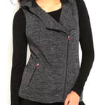 Eileen Fisher Womens Charcoal Jaquard Asymmetrical Zip Hooded Vest Size S Sporty Photo 0