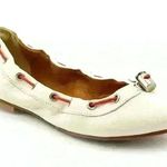 Hunter  Dominica White Leather Flats Pull Tie 8 Photo 0
