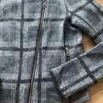 Joie  Etesse Wool Felted Moto Jacket Coatigan Gray Plaid Asymetrical Small Photo 4
