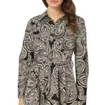 ZARA  Women's Black & White Paisley Print Long Sleeve Mini Shirt Dress S *no belt Photo 0