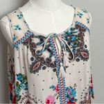 Bila Top Floral Ruffle Embroidered Boho Bohemian Western Coastal Red Blue Cream Size XL Photo 11