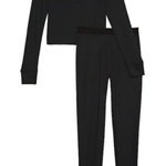 PINK - Victoria's Secret VS/Pink Thermal Long-Sleep Shirt & Leggings Pajama Set - Pure Black - W/Size XS Photo 0