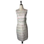 J.Crew  Dress Women 8 White Multicolor Striped‎ Tweed Sheath Mini Preppy Career Photo 1