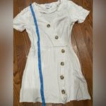 Chic White Asymmetrical Button Dress Size 0 Photo 4