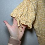 Abercrombie & Fitch Womens Yellow Floral Smocked Cropped Blouse Top Size M boho Photo 1
