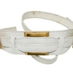 Fendi vintage white leather gold double buckle adjustable belt size 80 CM / 32” Photo 0