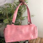 2000s Pink crocodile print faux leather shoulder baguette hand bag purse #fairycore Photo 1