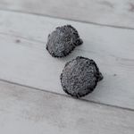 Vintage Clip On Earrings Very Unusual Dark Gray Domed & Bumpy Photo 2