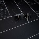 Vintage Stud Earrings Circle Black and Gray Tones Photo 5