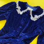 Gunne Sax Vintage 70s Renaissance Victorian Long Sleeve Velvet Lace Dress Photo 2