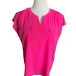 Jaclyn Smith Womens Collection Pink Split Neck Cap Sleeve Blouse Top - Sz L Photo 0