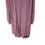 SO  Long Sleeve Open Front Long Cardigan Mauve Pink Hooded Side Slit Size Small Photo 5