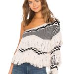 Revolve Noa Sweater in Bone Fringe Off Shoulder XXS Wool Party Photo 9