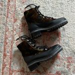 Schutz  Camo Combat Boots Size 6B Calf Hair Black Green Waterproof Lace Up Photo 0
