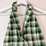 Halara  Women’s Sleeveless Halter Plaid Button Up Vest Top Green Cream Small NWT Photo 1