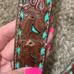 Nocona Belt Co. woman XL tooled 100% genuine leather 1 1/2 “ triple snap Brown Photo 6