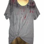 Time & Tru Distressed Gray Short Sleeve Tee Photo 0