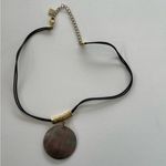 Cookie Lee Vintage  Capiz Shell on Black Leather Cord Disc Women’s sz 17” Photo 3