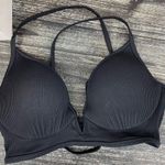 Shade & Shore  Black Ribbed Underwire Strappy Bikini Swim Top 34B Photo 0